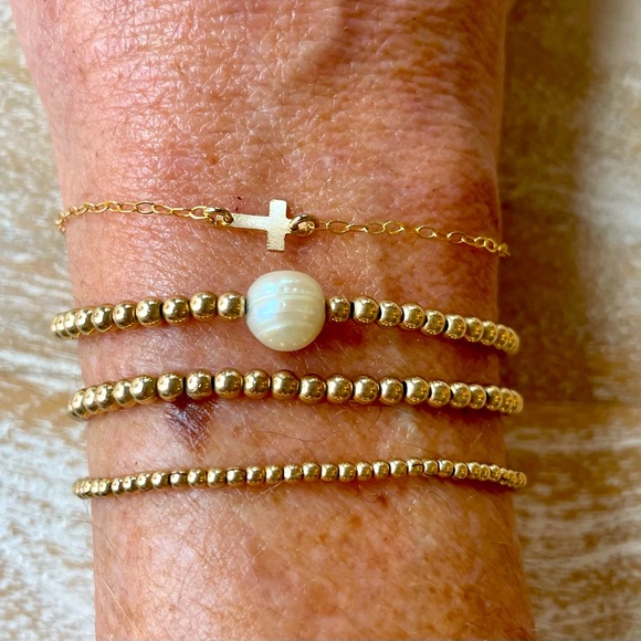 Heart- Handmade 14k gold filled stretch CZ heart bracelet - add to your stack! - Picture 7 of 10